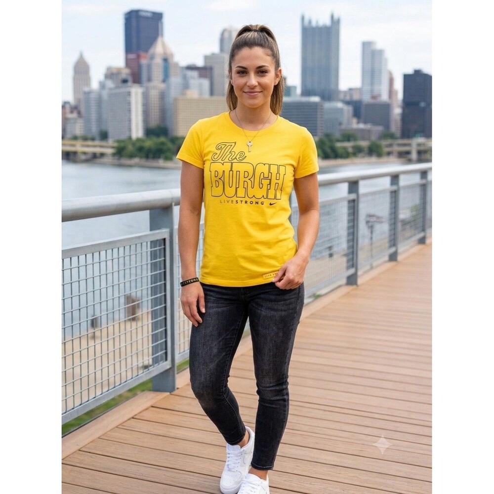 Nike Womens Livestrong The Burgh Graphic T-Shirt Yellow Pittsburgh XL NWT